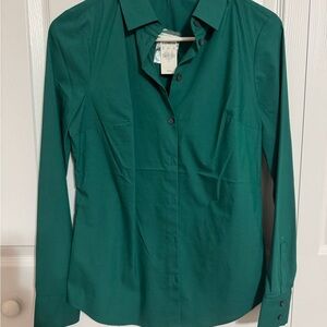 Express Emerald Green Fitted Button Down Shirt
